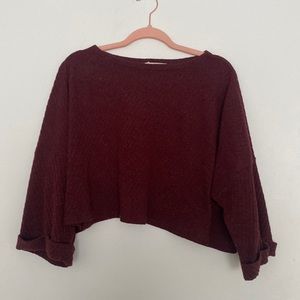 Jolie maroon sweater - cropped with wide sleeve